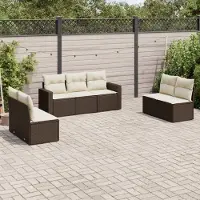 Prolenta Maison Exclusive - Salon de jardin avec coussins 7 pcs marron résine tressée