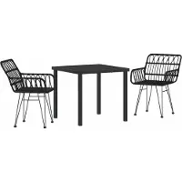 Syfax Ensemble de salle à manger pour jardin 3 pcs Noir