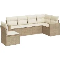 vidaXL ensemble de salon de jardin 6 pièces avec coussins Beige Poly Rattan