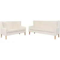 Prolenta Maison Exclusive - Ensemble de canapés 2 pcs tissu blanc crème