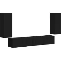 Syfax Ensemble meuble TV 4 pcs Noir Bois d'ingénierie
