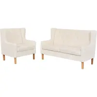 Prolenta Maison Exclusive - Ensemble de canapés 2 pcs tissu blanc crème
