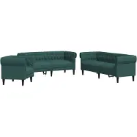 Syfax Ensemble de canapés 3 pcs vert foncé tissu