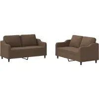 vidaXL Ensemble de canapés 2 pièces avec coussins Tissu brun