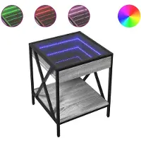 Syfax Table basse avec LED Infinity sonoma gris 40x40x49 cm