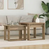 Prolenta Maison Exclusive - Ensemble de deux tables basses, bois d'érable massif, finition "artisan", dimensions : 50 x 52 x 42 cm