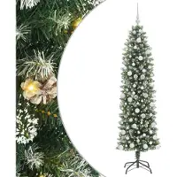 Syfax Arbre de Noël artificiel slim avec 300 LED Vert et blanc 180 cm