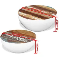 vidaXL 2 pcs. Set table basse demi-sphère vieux bois - Table basse - Tables basses - Table basse en bois