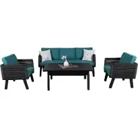 AEA Sitzgruppe Gartenmöbel Lounge Set Сouch Sessel Couchtisch Seladon Holz 4tlg