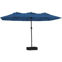 Syfax Parasol de jardin à double tête avec LED bleu azuré 449x265 cm