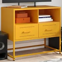 Prolenta Maison Exclusive - Meuble TV jaune moutarde 68x39x60,5 cm acier