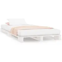 Syfax Lit de palette Blanc 90x190 cm Bois de pin massif Simple