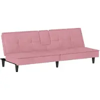 Syfax Canapé-lit avec porte-gobelets rose velours
