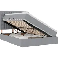 vidaXL Lit coffre à LED avec matelas, gris clair, 140 x 200 cm, tissu