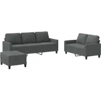 vidaXL Ensemble de canapés 3 pièces avec coussins Tissu gris foncé