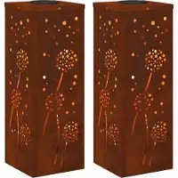 Syfax Lumière de chemin LED solaire 2 pcs Rouillé Acier patiné