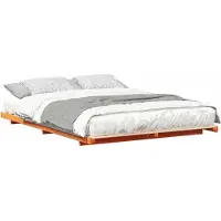 Syfax Cadre de lit Brun cire 160 x 220 cm Pin massif