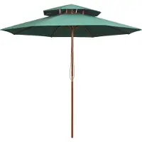 Syfax Parasol à deux étages avec poteau en bois 270 x 270 cm vert