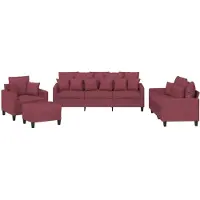 vidaXL Ensemble de canapés 4 pièces avec coussins vin rouge Tissu