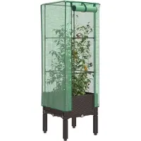 Prolenta Maison Exclusive - Potager surélevé avec serre intégrée, aspect rotin, 40 x 40 x 140 cm