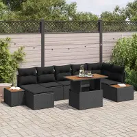 Prolenta Maison Exclusive - Ensemble de salon de jardin, 8 pièces, en résine tressée noire