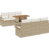 Syfax Ensemble de canapé de jardin 7 pcs Beige Poly rotin