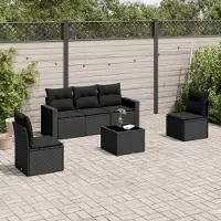 Prolenta Maison Exclusive - Salon de jardin 6 pcs avec coussins noir résine tressée