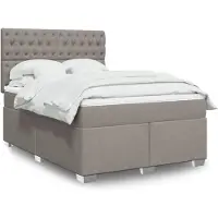 vidaXL Lit Boxspring durable avec matelas Taupe 160x200 cm Tissu Lit d'invité avec sommier à lattes Meubles6194033