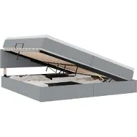 Syfax Lit de rangement LED avec matelas Gris clair 200 x 200 cm Tissu