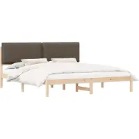 Syfax Cadre de lit avec tête de lit rembourrée Taupe 200 x 200 cm