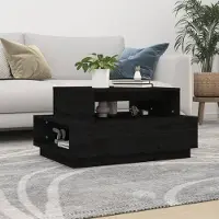 Prolenta Maison Exclusive - Table basse noire 80x55x40,5 cm en bois massif de pin