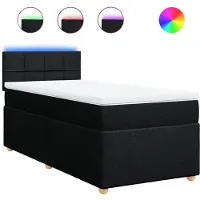 vidaXL Lit boxspring avec matelas noir 80x200 cm tissu