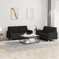 Prolenta Maison Exclusive - Ensemble de canapés 2 pièces avec coussins, tissu noir