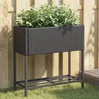Prolenta Maison Exclusive - 2 jardinières surélevées avec tablette, noir, 70 x 28 x 70 cm, rotin synthétique