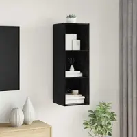 Prolenta Meuble TV exclusif - Ensemble de meubles TV de 37 x 37 x 107 cm, finition noire imitation chêne