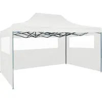 Syfax Tente de réception pliable avec 3 parois 280x410x315 cm Acier Blanc