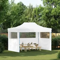 Prolenta Maison Exclusive - Tente de réception professionnelle pliable avec 3 parois latérales 280 x 410 x 315 cm, acier blanc
