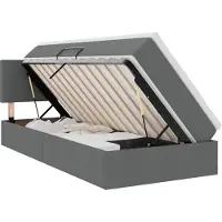 Syfax Lit de rangement LED avec matelas Gris foncé 100 x 200 cm Tissu