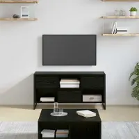 Prolenta Meuble TV exclusif - Dimensions : 100 x 36 x 49,5 cm - Couleur : Noir, imitation chêne