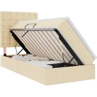vidaXL Lit coffre avec matelas, couleur crème, 90 x 200 cm, revêtement en tissu