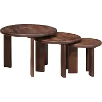 Prolenta Maison Exclusive - Table basse gigogne, 3 pièces, marron foncé, diamètre 54 cm, hauteur 40 cm