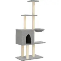 Syfax Arbre à chat avec griffoirs en sisal Gris clair 145 cm