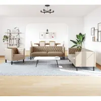 Syfax Ensemble de canapé Chesterfield 3 pcs cappuccino similicuir