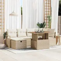 Prolenta Maison Exclusive - Ensemble de canapé de jardin, 7 pièces, en polyrotin beige