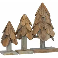 Syfax Sapin de Noël avec support 3 pcs Marron Bois de teck solide