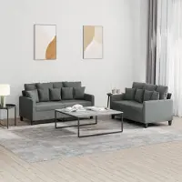 Prolenta Maison Exclusive - Ensemble de canapés 2 pièces avec coussins, tissu gris foncé