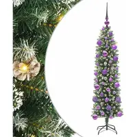 Syfax Arbre de Noël artificiel slim avec 150 LED Vert et blanc 120 cm