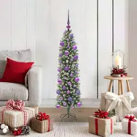 Prolenta Maison Exclusive - Sapin de Noël artificiel élancé, vert et blanc, 120 cm