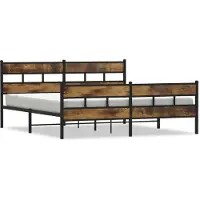 vidaXL Lit métallique sans matelas chêne fumé 193x203 cm