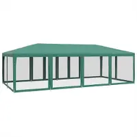 Syfax Tente de fête avec 12 parois latérales en maille vert 8x4m PEHD